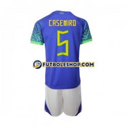 Segunda Equipación del Brasil Casemiro 5 World Cup 2022 Manga Corta para Niño (Camiseta y pantalón)