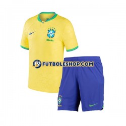 Primera Equipación del Brasil World Cup 2022 Manga Corta para Niño (Camiseta y pantalón)