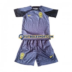 Primera Equipación del Brasil Portero World Cup 2022 Manga Corta para Niño (Camiseta y pantalón)