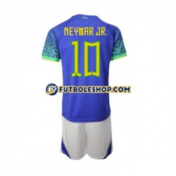 Segunda Equipación del Brasil Neymar JR 10 World Cup 2022 Manga Corta para Niño (Camiseta y pantalón)