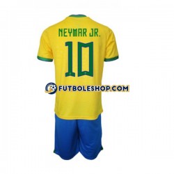 Primera Equipación del Brasil Neymar JR 10 World Cup 2022 Manga Corta para Niño (Camiseta y pantalón)