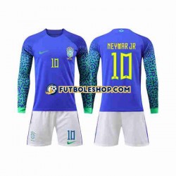 Segunda Equipación del Brasil Neymar Jr 10 World Cup 2022 ML para Niño (Camiseta y pantalón)