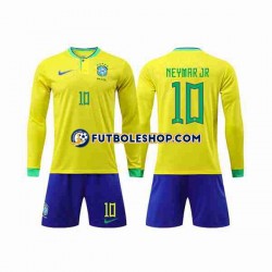 Primera Equipación del Brasil Neymar Jr 10 World Cup 2022 ML para Niño (Camiseta y pantalón)