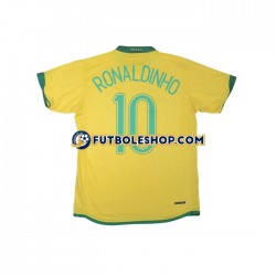 Primera Equipación del Brasil RONALDINHO 10 Retro 2006 Manga Corta para Hombre