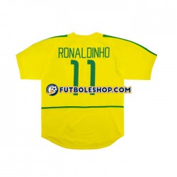 Primera Equipación del Brasil RONALDINHO 11 Retro 2002 Manga Corta para Hombre