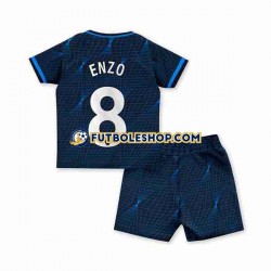 Segunda Equipación del Chelsea Enzo Fernandez 8 2023-2024 Manga Corta para Niño (Camiseta y pantalón)