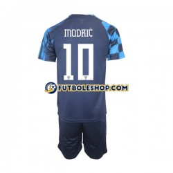 Segunda Equipación del Croacia Modric 10 World Cup 2022 Manga Corta para Niño (Camiseta y pantalón)