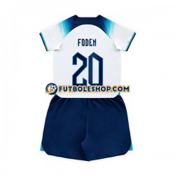 Primera Equipación del Inglaterra Foden 20 World Cup 2022 Manga Corta para Niño (Camiseta y pantalón)