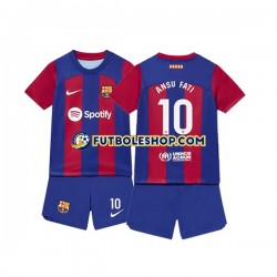 Primera Equipación del FC Barcelona Ansu Fati 10 2023-2024 Manga Corta para Niño (Camiseta y pantalón)