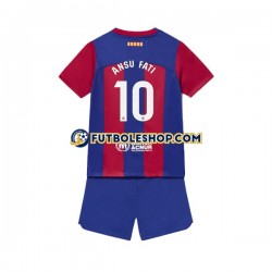 Primera Equipación del FC Barcelona Ansu Fati 10 2023-2024 Manga Corta para Niño (Camiseta y pantalón)