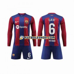 Primera Equipación del FC Barcelona GAVI 6 2023-2024 ML para Niño (Camiseta y pantalón)