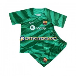 Primera Equipación del FC Barcelona Portero 2023-2024 Manga Corta para Niño (Camiseta y pantalón)