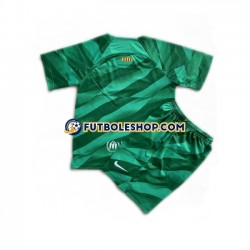 Primera Equipación del FC Barcelona Portero 2023-2024 Manga Corta para Niño (Camiseta y pantalón)