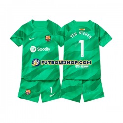 Primera Equipación del FC Barcelona Portero Ter Stegen 1 2023-2024 Manga Corta para Niño (Camiseta y pantalón)