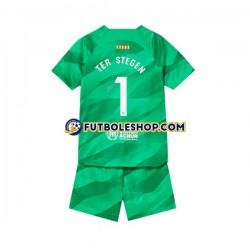 Primera Equipación del FC Barcelona Portero Ter Stegen 1 2023-2024 Manga Corta para Niño (Camiseta y pantalón)
