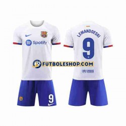 Segunda Equipación del FC Barcelona LEWANDOWSKI 9 2023-2024 Manga Corta para Niño (Camiseta y pantalón)