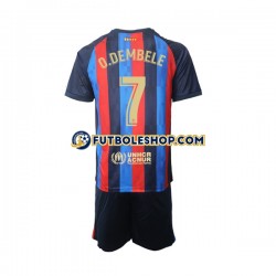 Primera Equipación del FC Barcelona Ousmane Dembele 7 2022-2023 Manga Corta para Niño (Camiseta y pantalón)