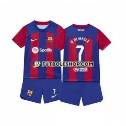 Primera Equipación del FC Barcelona Ousmane Dembele 7 2023-2024 Manga Corta para Niño (Camiseta y pantalón)