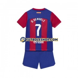 Primera Equipación del FC Barcelona Ousmane Dembele 7 2023-2024 Manga Corta para Niño (Camiseta y pantalón)