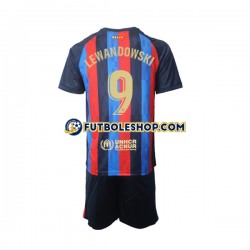 Primera Equipación del FC Barcelona Robert Lewandowski 9 2022-2023 Manga Corta para Niño (Camiseta y pantalón)