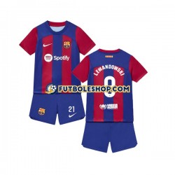 Primera Equipación del FC Barcelona Robert Lewandowski 9 2023-2024 Manga Corta para Niño (Camiseta y pantalón)