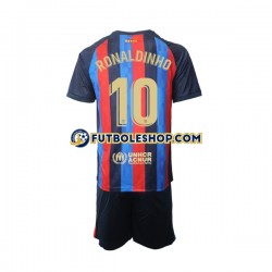 Primera Equipación del FC Barcelona Ronaldinho 10 2022-2023 Manga Corta para Niño (Camiseta y pantalón)