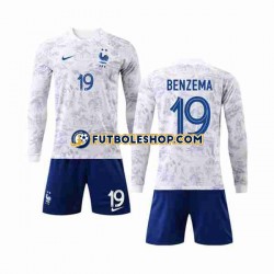 Segunda Equipación del Francia Benzema 19 World Cup 2022 ML para Niño (Camiseta y pantalón)