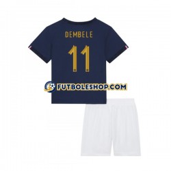 Primera Equipación del Francia Dembele 11 World Cup 2022 Manga Corta para Niño (Camiseta y pantalón)