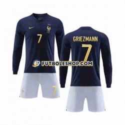 Primera Equipación del Francia Griezmann 7 World Cup 2022 ML para Niño (Camiseta y pantalón)