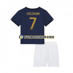 Primera Equipación del Francia Griezmann 7 World Cup 2022 Manga Corta para Niño (Camiseta y pantalón)