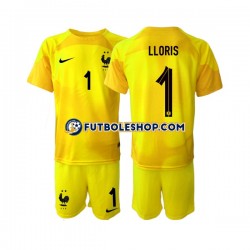 Tercera Equipación del Francia Portero Hugo Lloris 1 World Cup 2022 Manga Corta para Niño (Camiseta y pantalón)