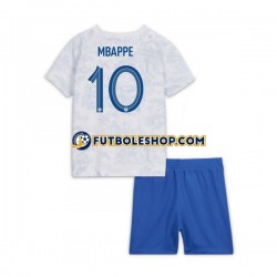 Segunda Equipación del Francia Mbappe 10 World Cup 2022 Manga Corta para Niño (Camiseta y pantalón)