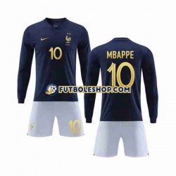 Primera Equipación del Francia Mbappe 10 World Cup 2022 ML para Niño (Camiseta y pantalón)