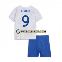 Segunda Equipación del Francia Olivier Giroud 9 World Cup 2022 Manga Corta para Niño (Camiseta y pantalón)