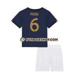 Primera Equipación del Francia Pogba 6 World Cup 2022 Manga Corta para Niño (Camiseta y pantalón)