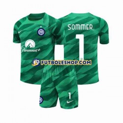 Segunda Equipación del Inter Milan Portero Sommer 1 2023-2024 Manga Corta para Niño (Camiseta y pantalón)
