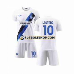 Segunda Equipación del Inter Milan Lautaro Martinez 10 2023-2024 Manga Corta para Niño (Camiseta y pantalón)