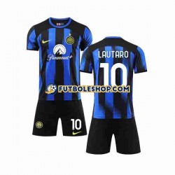 Primera Equipación del Inter Milan Lautaro Martinez 10 2023-2024 Manga Corta para Niño (Camiseta y pantalón)