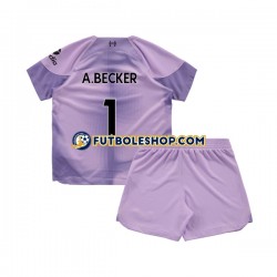 Primera Equipación del Liverpool Portero Alisson Becker 1 2022-2023 Manga Corta para Niño (Camiseta y pantalón)