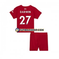 Primera Equipación del Liverpool Darwin Nunez 27 2022-2023 Manga Corta para Niño (Camiseta y pantalón)