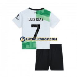 Segunda Equipación del Liverpool Luis Diaz 7 2023-2024 Manga Corta para Niño (Camiseta y pantalón)