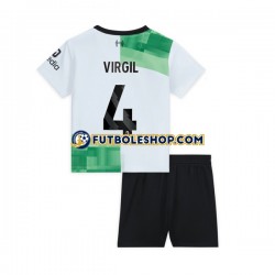 Segunda Equipación del Liverpool Virgil van Dijk 4 2023-2024 Manga Corta para Niño (Camiseta y pantalón)