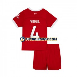 Primera Equipación del Liverpool Virgil van Dijk 4 2023-2024 Manga Corta para Niño (Camiseta y pantalón)