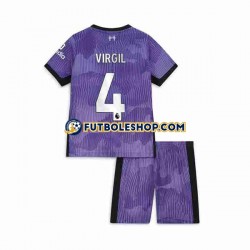 Tercera Equipación del Liverpool Virgil van Dijk 4 2023-2024 Manga Corta para Niño (Camiseta y pantalón)