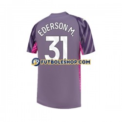 Segunda Equipación del Manchester City Portero Ederson Moraes 31 2023-2024 Manga Corta para Hombre