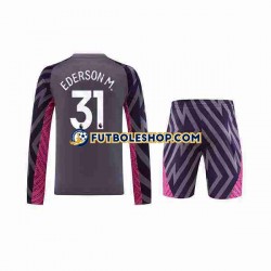 Segunda Equipación del Manchester City Portero Ederson Moraes 31 2023-2024 ML para Niño (Camiseta y pantalón)