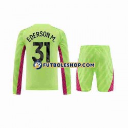 Tercera Equipación del Manchester City Portero Ederson Moraes 31 2023-2024 ML para Niño (Camiseta y pantalón)
