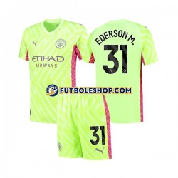 Tercera Equipación del Manchester City Portero Ederson Moraes 31 2023-2024 Manga Corta para Niño (Camiseta y pantalón)