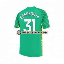 Primera Equipación del Manchester City Portero Ederson Moraes 31 2023-2024 Manga Corta para Hombre