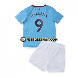 Primera Equipación del Manchester City Haaland 9 2022-2023 Manga Corta para Niño (Camiseta y pantalón)